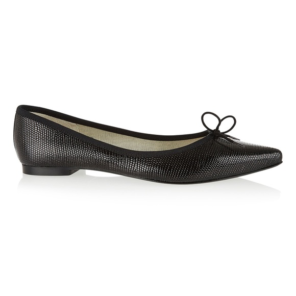 French Sole | Penelope Black Lizzard Patent | pointed-toe flats size 38 - Picture 2 of 6